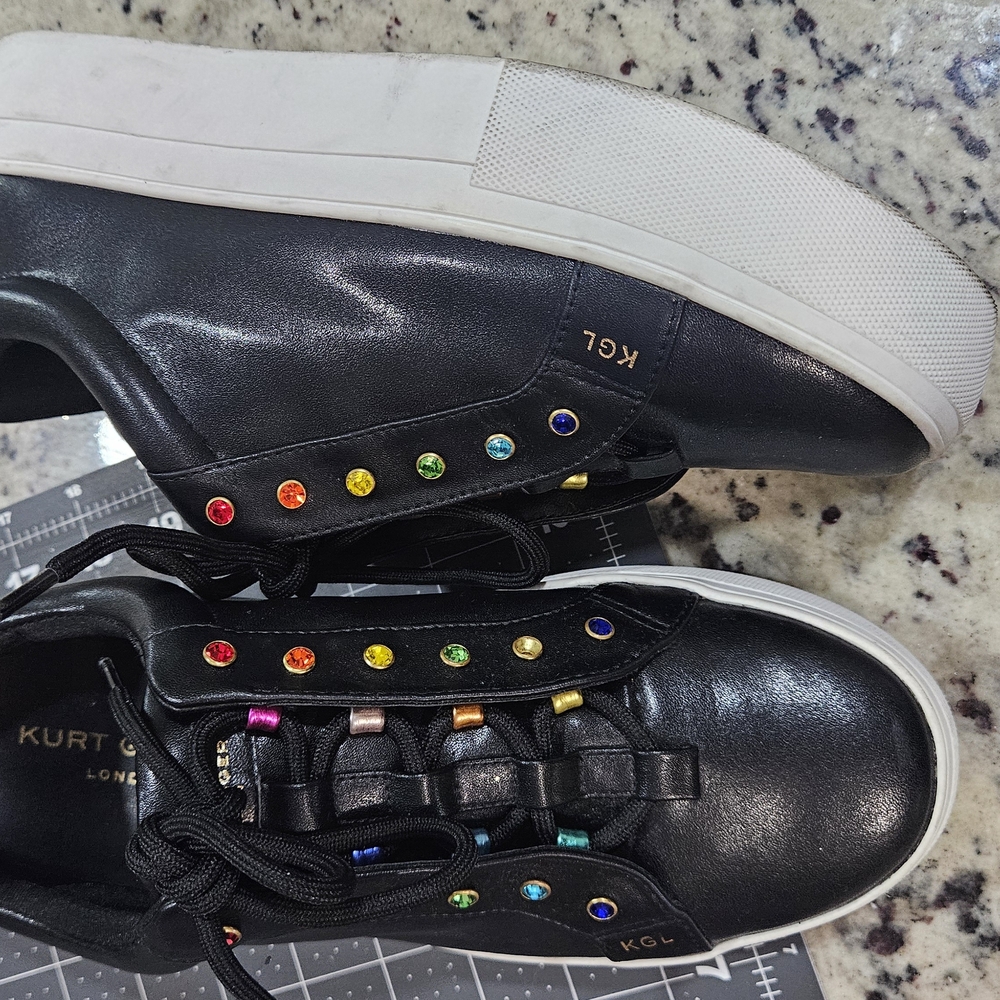 Kurt Geiger Black Sneakers with Rainbow Studs